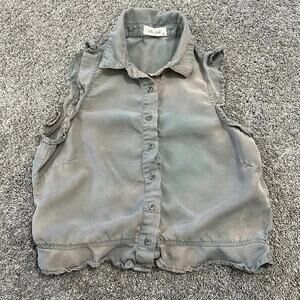 Bella Dahl Womens Sleeveless Buttondown Crop Military Tie Dye Shirt size XS